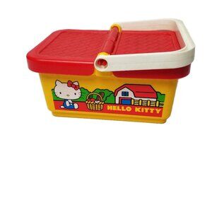 Hello Kitty Vintage Picnic Basket Lunch Box 1983 CBS Toys Sanrio Storage Case